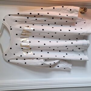Old Navy cream with black polka dot gold lettering sweater